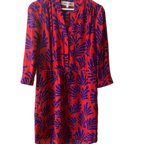 DVF Diane von Furstenberg Poppy Floral Print Silk FREYA Shirt Dress.Sz4 - Picture 5 of 5